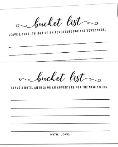 50 Wedding Bucket List Cards for Bridal Showers Wedding Reception Activities, Bucket List Suggestion Cards - Fun Party Game Activity Guestbook for Graduation, Retirement, Anniversary, and Birthday.