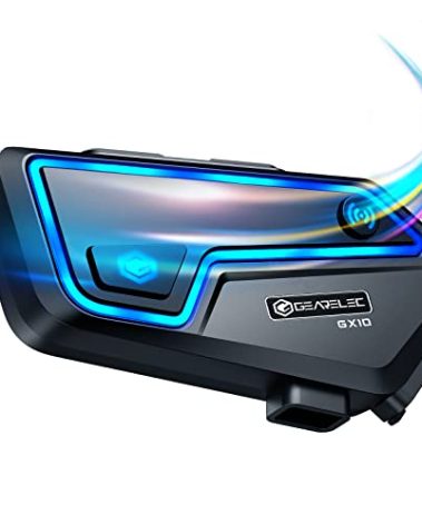 gearelec Motorcycle Bluetooth Headset 【Top-Tier Noise Cancellation】【3EQ HiFi Lossless Sound】, 8 Riders Up to 2000M Motorcycle Communication Systems,V5.2BT Helmet Bluetooth Music Share/Marquee/1000mA