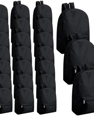Amylove 24 Pack Backpacks Bulk Backpack for School 17 Inch Bookbags Back Pack for Kids Boys Girls Teens Students(Black)