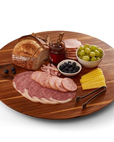 TIDITA 21" Acacia Wood Lazy Susan for Table Top - Wooden Turntable Serving Tray for Charcuterie Boards Cheese Board - Extra Large Round Lazy Susan Organizer - Kitchen Revolution for Countertop