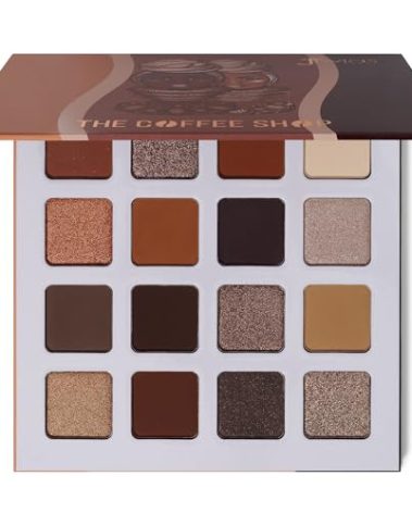 Juvia's Place Coffee Shop Eyeshadow Palette - 16 Pan Palette, Tan, Auburn, & Rich Dark Chocolate, Mattes and Shimmers, Highly Pigmented and Buttery Texture