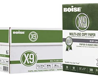 Boise Paper X-9 Multi-Use Copy Paper, 11" x 17" Ledger, 92 Bright White, 20 lb, 5 Ream Carton (2,500 Sheets)