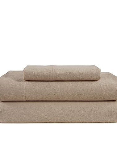 LANE LINEN Cotton Flannel Sheets Twin XL Size - Brushed for Extra Softness - Lightweight Twin XL Size 100% Cotton Sheets Set - Warm & Cozy Flannel Cotton Bed Sheets, 15" Deep Pocket - Taupe