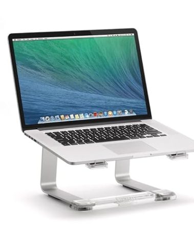 Griffin Elevator Laptop Stand - Ergonomic Computer Riser & Laptop Mount Made of Sturdy Brushed Aluminum - Supports Posture & Elevates Workspace with a Minimal Design, Classic Clear (2.5 Oz)