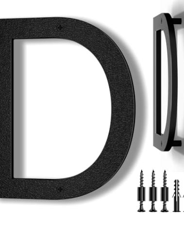 IVERRA 8 Inch Large Floating House Numbers, Black Modern House Number for Outside, Home Address Numbers for Outdoor Garage Gate Wall Street (Letter D)