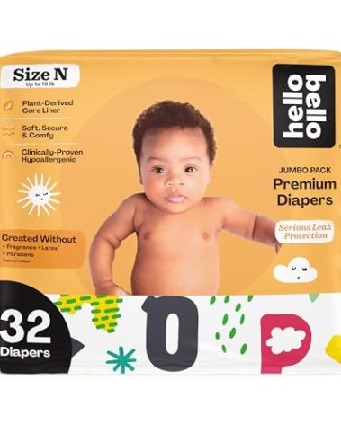Hello Bello Premium Baby Diapers Size Newborn, 32 Count of Disposable, Extra-Absorbent, Hypoallergenic Baby Diapers with Snug and Comfort Fit, Alphabet Soup