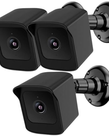 PEF Mount for All-New Wyze Cam V4 and V3, Weatherproof Protective Cover and 360 Degree Adjustable Wall Mount Solid Housing for Wyze V4 and V3 Outdoor Indoor Smart Home Camera System (Black, 3 Pack)
