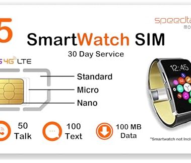 SpeedTalk Mobile $5 Prepaid Smart Watch SIM Card Kit for 5G 4G LTE Smartwatch, Wearables | Triple Cut 3 in 1 Simcard - Standard Micro Nano | No Contract | USA Coverage 30 Days Service