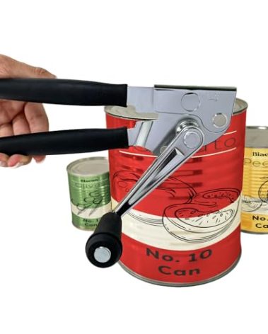 Commercial Heavy Duty Hand Crank Can Opener - Industrial Restaurant Grade - Opens Big Cans - Ergonomic Easy Crank Design