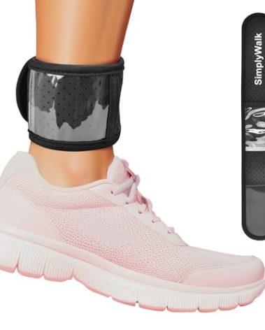 SimplyWalk Ankle Band(Size Medium) for Large Fitness Pedometer, (Counter NOT Included) Soft Wear Ankle Band with Transparent Pouch for Step Counter (Pedometer Not Included) (Black)