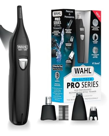 Wahl Pro Series® Rechargeable Eyebrow, Ear & Nose Hair Trimmer for Men – Painless DualTech® Eyebrow Trimmer & Facial Hair Removal Device – Model 3025656