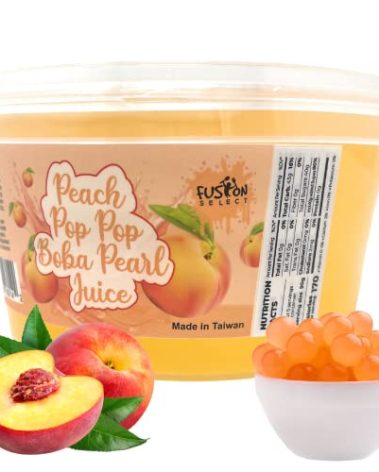 Fusion Select Peach Bobaz Bursting Bobaz Popping Bobaz Pearls For Bobaz Tea, Bubble Tea, Fruit Tea, Yogurt Toppings 450 Grams