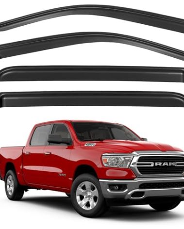 Window Visors Rain Guards for 2019-2025 Dodge Ram 1500 Crew Cab (New Body Style), Out-Channel Window Vent Wind Deflectors Visors Shades for 19-25 Ram 1500 Full-Size Cab