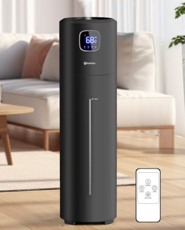 Large Humidifiers for Bedroom, 9L/2.5Gal Ultrasonic Cool Mist, Easy Clean with 350ML/H Large Mist Speed, Quiet Tower, Suitable for Kids Room Plant Yoga (Black)