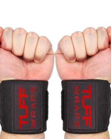 TuffWraps 16" Wrist Straps for Gym - No Thumb Loops - Powerlifting, Weightlifting, and Bench Press Support - Durable Wrist Straps Gym Accessory for Enhanced Wrist Support