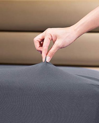 Fitted Sheet- COSMOPLUS Full Fitted Sheet Only（No Flat Sheet or Pillow Shams）,4 Way Stretch Micro-Knit,Snug Fit,Wrinkle Free,for Standard Mattress and Air Bed Mattress from 8” Up to 14”,Gray