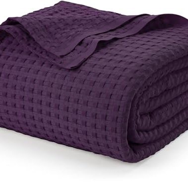 Utopia Bedding Plum 100% Cotton Waffle Blanket 300 GSM [Full - 90x84 Inch] Soft Lightweight Breathable Bed Blanket for All Season