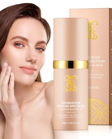 Colour Changing Foundation, 4 in 1 Medium Full Coverage Concealer Foundation with SPF 50+, Hydrating Color Changing Longwearing & Waterproof, Light Spectrum for Gym, Sport,