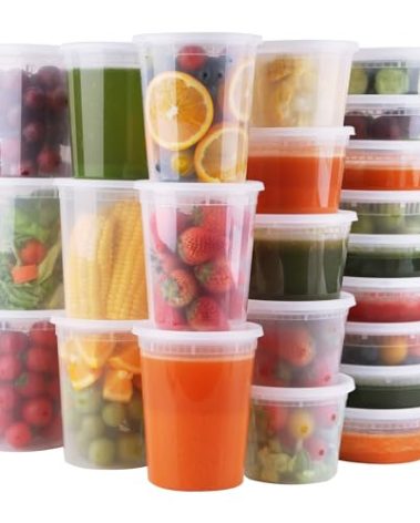 WGCC Deli Containers With Lids 48 Sets - Disposable Soup Container 8oz, 16oz, 32oz - Plastic Food Storage, Leakproof, BPA Free, Microwave/Freezer/Dishwasher Safe