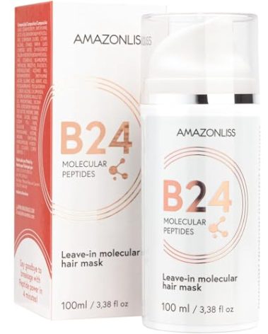 Amazonliss Hair Treatment Mask with Molecular Peptides – B24 Leave-In Formula – Restores Dry & Damaged Hair from Bleach, Color & Heat – Deep Repair & Strengthening – 3.38 fl oz