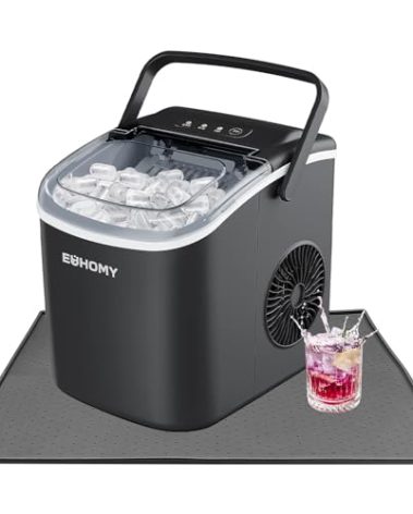 Silicone Ice Makers Countertop Mat Waterproof with Raised Edge Prevents Liquid Spillage, Nugget Ice Machine Countertop Mat with Non-Slip Raised Dots, Portable 19“x12”（Only Mat Not Include Ice Maker）
