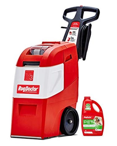 Rug Doctor Mighty Pro X3 Commercial Carpet Cleaner – Large Red Pet Pack, Includes 48 oz. Pet Carpet Cleaner Solution, Commercial Carpet Cleaning Machine, Powerful One Pass Cleaning System