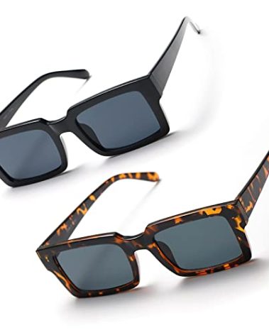 TIANYESY Sunglasses For Women Minimalist Classic Design Fashion UV400 Square Sun Glasses Unisex TY2984 (Black+Leopard)