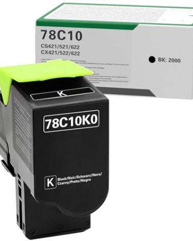 78C10 Black 78C10K0 Compatible Toner Cartridge Replacement for Lexmark CS421 CX522 CX622 CS521 CX421 CS522 CX625 CX521 Printer (1 Pack)