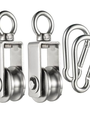 Cable Pulley Wheel for Rope with Clip,Ball Bearings, Smooth No Noise, 360° Swivel Small Wire Pulley for Pulley System Lifting, DIY Home Gym, Winch, 2 Pack