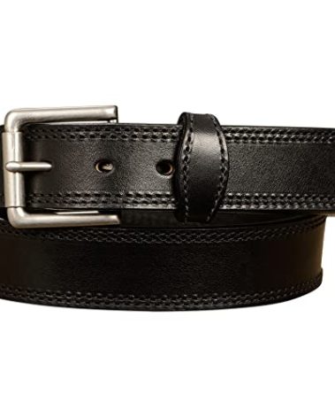 Bullhide Belts Mens Leather Belt for Work, Casual, Dress, 1.50" Wide, Black, 40"