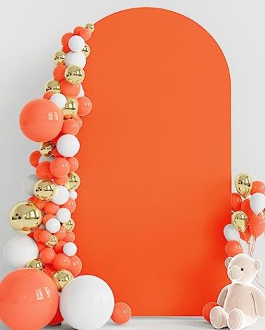 Wokceer 7.2FT Wedding Arch Cover Spandex Fitted Wedding Arch Stand Covers Round Top Chiara Arch Backdrop Cover for Christmas Thanksgiving Birthday Party Ceremony Banquet Decoration OrangeRed