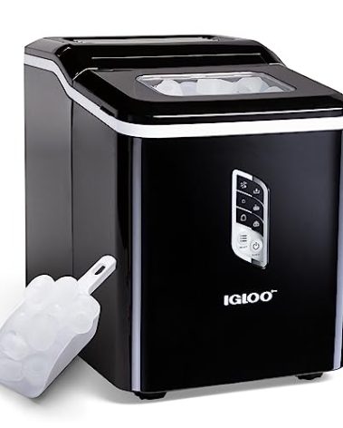 Igloo Automatic Ice Maker, Self- Cleaning, Countertop Size, 26 Pounds in 24 Hours, 9 Large or Small Ice Cubes in 7 Minutes, LED Control Panel, Scoop Included, Perfect for Water Bottles, Mixed Drinks