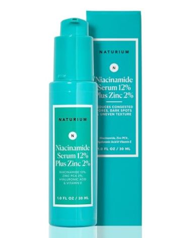 Naturium Niacinamide Face Serum 12% Plus Zinc 2%, Anti-Aging, Pore Minimizer & Dark Spot Corrector with Hyaluronic Acid & Vitamin E, Vegan & Cruelty-Free, 1 oz