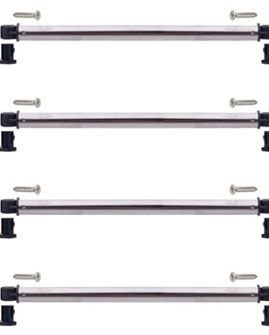 YYST 18" to 30" RV Cupboard Bars RV Bars for Camper, RV,Kitchen, Window, Cupboard Utensils, Cabinets - No Falling Bar- Holds Food and Drinks in Place W Screws (Black-4)