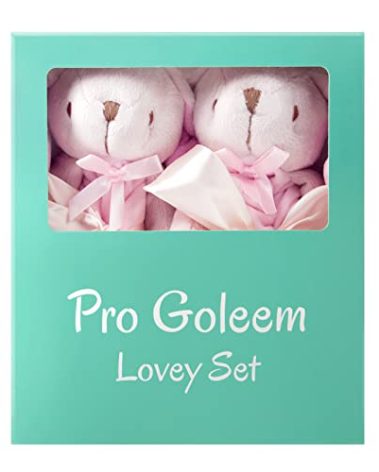 Pro Goleem Bunny Security Blanket Twin Baby Gifts Baby Snuggle Toy Lovey for Infant Girls Soft Lovie Pink, 2 Pack