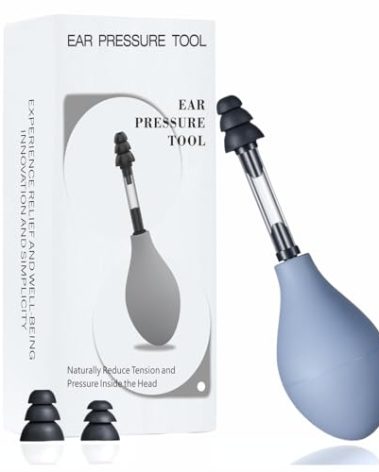 HillDog Ear Pressure Relief Device, Migraine Ear Pressure Relief Tool, Airplane Ear Pressure Relief Suction Device, Tinnitus Relief for Ringing Ears with 3 Sizes Earplugs