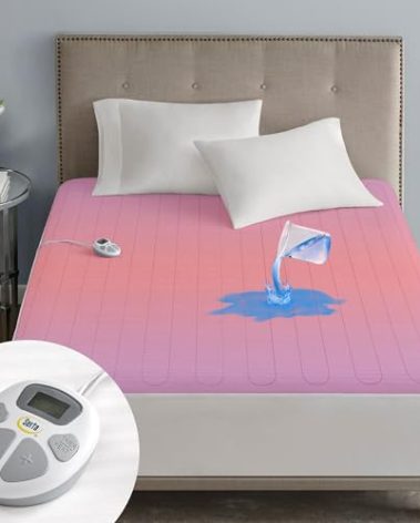 Serta Waterproof Heated Mattress Pad - Electric Bed Warmer with 10 Heat Settings, Auto Shut Off Timer, ETL Certified Electric Mattress Pad, Elastic Deep Pocket, Machine Washable, White Full