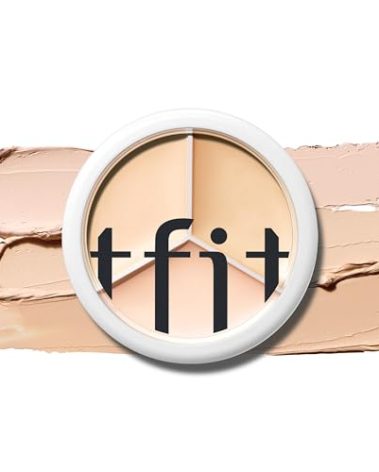 TFIT Multi-Use Pot Concealer - Triple Palette | High-Pigmented, Full Coverage & Crease-Proof | Korean Concealer for Dark Circles, Redness & Blemishes (00 Light, 0.52 Oz)