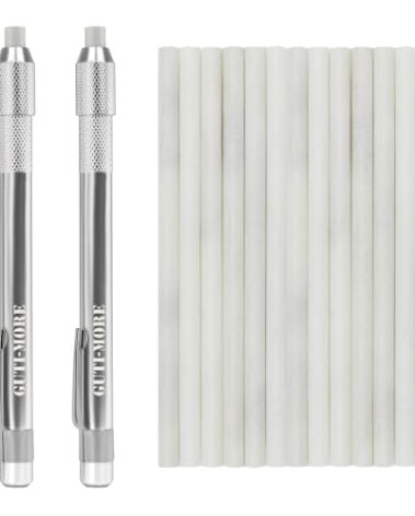 Gutimore Round Soapstone Holder 2pcs Round Soapstone Pencils with 14pcs Soapstone Refills for Welding,Metal Fabrication, Construction, and Textile