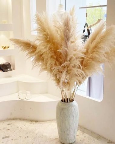 40" 10PCS Natural Dried Pampas Grass Decor - Fluffy Pampas Grass Bouquet - Boho Home Decor Dried Flowers for Wedding Floral Room Home Party Table Decorations