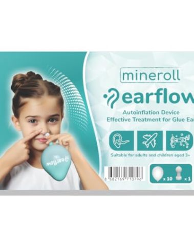 EARFLOW Autoinflation Device for Glue Ear Treatment, Eustachian Tube Unclogger, Nasal Balloon for Kids and Adult, Earf Relief Drug-Free Solution, Includes 10 Medical Balloons