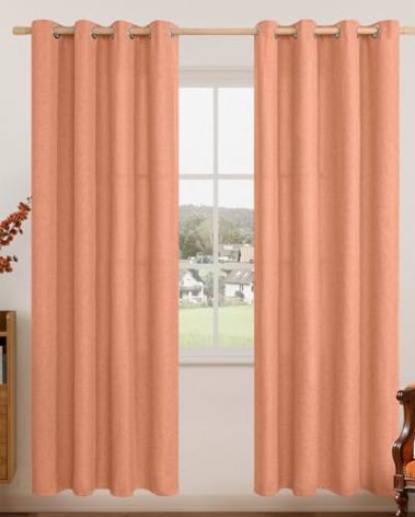 LAMIT Terracotta Linen Curtains for Living Room/Bedroom 78 Inches Long, Light Filtering Grommet Faux Linen Textured Window Drapes Fall Room Decor, 2 Panels, 52 x 78 Inch