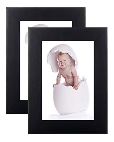 PAZLOG 2 Pack 3.5X5 Black Picture Frames Made of Solid Wood and High Definition for Wall Decor or Table Stand Top Black Picture Frame Display 3.5 by 5 Frame Vertically or Horizontally as 5x3.5