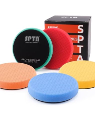 SPTA 5Pc 5.5 Inch Face for 5 Inch 125mm Backing Plate Compound Buffing Sponge Pads Cutting Polishing Pad Kit for Car Buffer Polisher Compounding,Polishing and Waxing