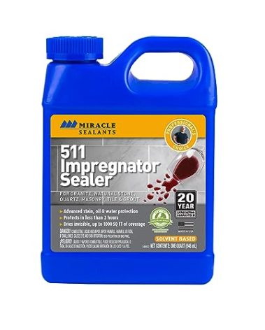 Miracle Sealants 511 Impregnator Advanced Penetrating Sealer for Countertops, Stone, Tile & Grout, Quart