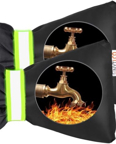 2Pack Outdoor Faucet Covers for Winter,8.3" H x 6.7" W Hose Bib Covers for Winter Freeze Protection, Outside Spigot Cover Insulated Waterproof Water Pipe Protector (Black-2Pack)