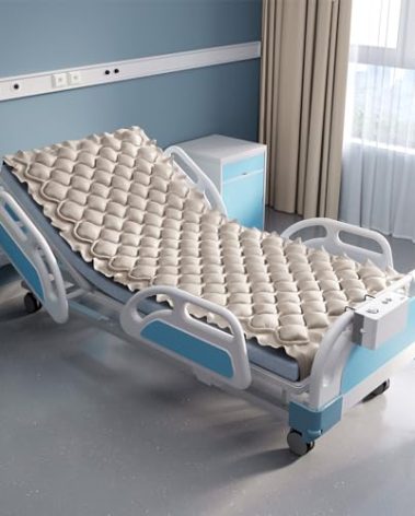 VOCIC Alternating Air Pressure Mattress Pad, Bed Sore Prevention Solution Mattress Topper with 6-Setting Pump, Waterproof Pressure Ulcer Cushion Pad for Hospital Beds and Home (S11VA, Beige)