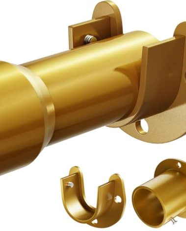 Mavivegue Closet Rod, 17 to 84 Inch Gold Adjustable Closet Rods for Hanging Clothes, Hanging Rod for Closet Wardrobes Laundry RV, Bathroom