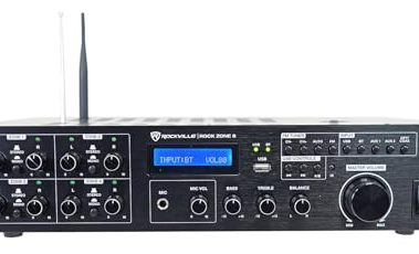 Rockville Rock Zone 8 1000W RMS 8-Channel 8-Zone Amplifier, Bluetooth, USB, Optical/Coaxial/RCA Inputs, Mic/FM, Rack-Mountable, for Multi-Room Home or Commercial Audio