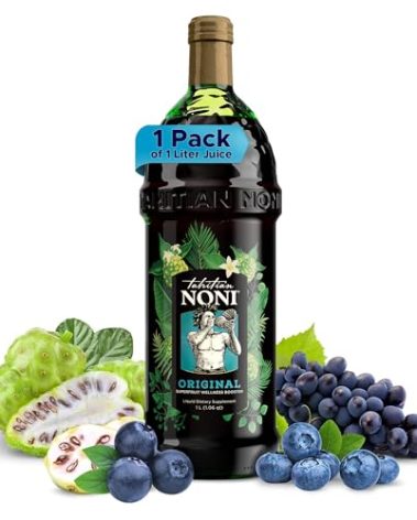 Tahitian Noni Juice by Morinda – Original Pure Noni Fruit Blend with Blueberry, Grape Extracts – Healthy Superfood Vitality Daily Wellness Drink – 1 Pack of 1L Bottle